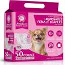 American Kennel Club Female Dog Wrap, Disposable Diapers with Wetness Indicator (XS (9–16 in), 50, Count)