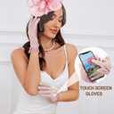 Ibeauti Fascinator Hats with Screentouch Lace Gloves Set for Women Tea Party Cocktail Wedding Derby Headwear Short Gloves (Pink)