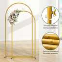 Metal Arch Backdrop Stand 2 Set (6FT/5FT), Gold Wedding Arch Frame, Balloon Arch Stand for Wedding, Baby Shower, Birthday, Ceremony, Party Decor