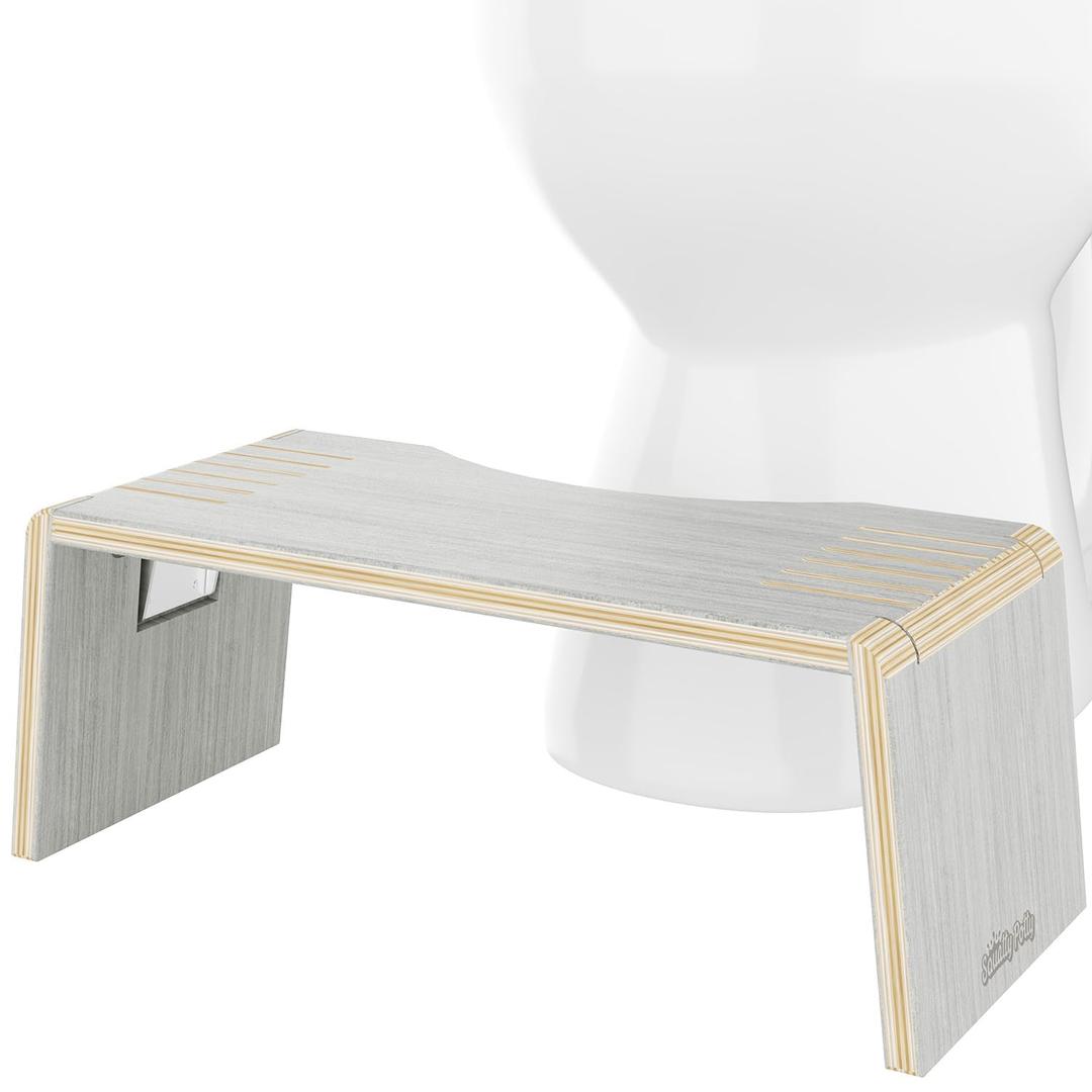 Squatty Potty Oslo Eucalyptus Folding Toilet Stool  Compact, Stylish, and Space-Saving Design for Better Bathroom Posture, Durable Eucalyptus, No Assembly Required (7 Inches)