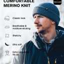 Oversize L/XL/XXL Merino Wool Blend Short Fisheman Beanie Lightweight Warm Hat for Cold Weather Winter (Grey)