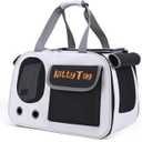 Pet Carrier, Puppy Small Dog Carrier, Cat Carrier Bag, Waterproof Premium PU Leather Carrying Handbag for Outdoor Travel Walking Hiking Shopping (Black)