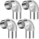 Tandefio 4 Pcs 2.36" Chimney Pipe Elbow Stove Pipe Stainless Steel 90 Degree Wood Stove Flue Extension Elbow Adapter Tube for Indoor Outdoor Camping