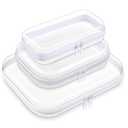 Hoolerry 3 Pcs Clear Hard Zipper Case Hard Plastic Zipper Pouch Makeup Bag Portable Travel Organizer for Cosmetics, Office Supplies, Documents & Toiletries(White,S, S/m, M)
