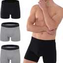 AIRCUTE Washable Absorbency Urinary Incontinence Underwear for Men Boxer Briefs for Bladder Leaks 60 ML 3 Pack (X-Large, Black-Gray-Gray)