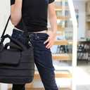 7AM Voyage Baby Diaper Bag – Waterproof Capri Diaper Bag with Crossbody Straps, Multifunctional Baby Travel Bag Tote with Stroller Straps | (Black)