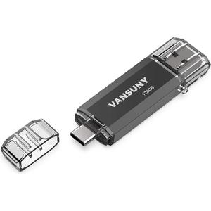 Vansuny 128GB USB C Flash Drive 2 in 1 OTG USB 3.0 + Type C Memory Stick with Keychain Dual Type C Thumb Drive Photo Stick Jump Drive for Android Smartphones, Computer, Tablet, PC