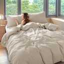 Shilucheng 100% Linen King Duvet Cover Set, Luxury Pure Natural French Flax Linen Duvet Cover with Zipper Closure & Corner Ties, Cooling Breathable Comforter Cover 3 Piece (Linen)