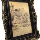 5x7 Vintage Picture Frame, Antique Black and Gold Ornate Photo Frame for Wall Hanging or Tabletop Display, Retro Home Decor, Photo Gallery Art