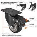 3 Inch Industrial Heavy Duty Swivel Caster Wheels with Brake,Set of 4 Safety Locking Casters,Load 1600lbs,Premium Polyurethane Wheels for Table,Trailer,Saw Table,Stage Toolbox,Bed,Corn Board