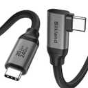 Silkland USB C Monitor Cable Right Angle 5FT, 8K@30Hz 5K/4K@60Hz Display, 20Gbps Data Transfer, 90 Degree USB C 3.2 Gen 2x2 Video Cable, 240W Charging for iPhone 17, MacBook, Portable Monitor, Carplay