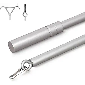 Aluminum Curtain Pull Rod Wand with stainless steel clamp hook and lobster hook, Universal Drapery Wands for Grommet Curtains and Acrylic Drapery Curtain Pull Wand-36 Inches Black