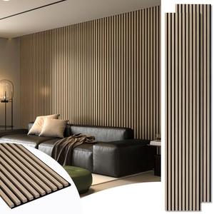 Art3d 2-Pack 108" x 12" Acoustic Wood Panels for Wall, Soundproof Wood Slat Panel for Wall and Ceiling, 3D Fluted Sound Absorbing Paneling for Interior Wall Decor, Living Room, Bedroom - Peach