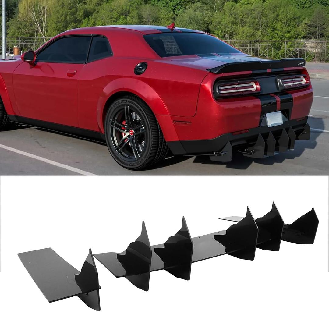 Rear Diffuser for Dodge Challenger 2008-2023 Shark Fin Style Splitter Diffuser Spoiler