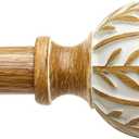 QDWIS Boho Wood Curtain Rods for Windows 28 to 48 inch,1" Adjustable Heavy Duty Window Curtain Rod with Imitation Wood Grain Finials,Rustic Decorative Drapery Rods Set,Size:18-60'',Maple Wood