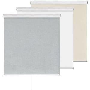 ChrisDowa Cordless 100% Blackout Roller Shade, with Striped Jacquard, Thermal Insulated, UV Protection Fabric, Total Blackout Blinds for Window, French Doors, Home and Office. Light Grey, 30"W x 72"H