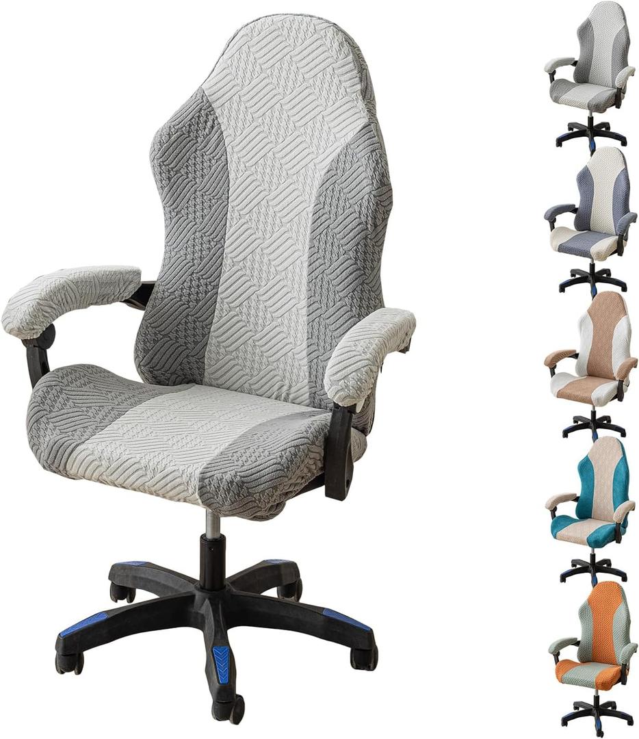 Gaming Chair Covers - Slipcovers for Office & Desk Chairs with Armrest Covers, Stretchable Computer Chair Protector with Zipper