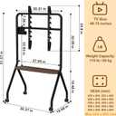 Rolling TV Stand for 49-75 Inch LCD LED OLED Flat/Curved Panel Screen TVs, Mobile TV Stand with Wheels, Height Adjustable TV Floor Stand, Holds up to 110 Lbs, Max VESA 600 x 600 mm, Black