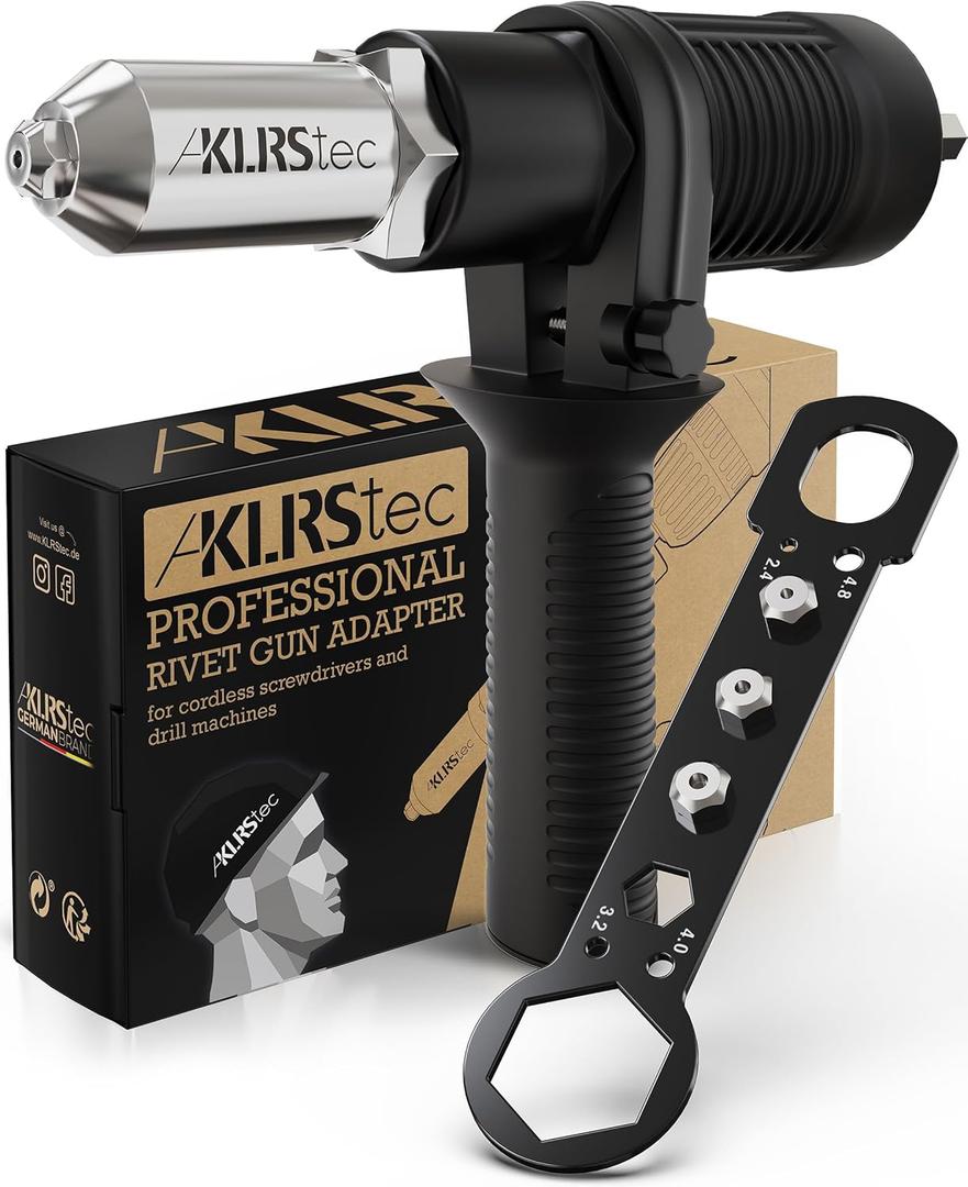 KLRStec Professional Rivet Gun Adapter - Rivet Attachment for Cordless Screwdrivers and Drills - Easy processing for Pop Rivets