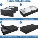 Supowin Underbed Storage Containers Bin with Lids (Set of 2) Large Under Bed Storage Organizer Box with Handle, Foldable Under the Storage Bags for Organizing Clothes, Shoes, Blankets, Pillows-Black