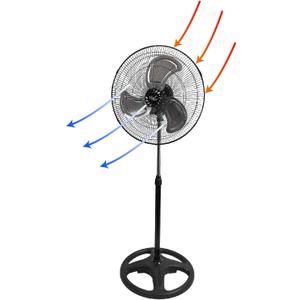 Vie Air 18 Inch Industrial Heavy Duty Pedestal Oscillating Metal Stand Fan, Black