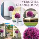 Yunlly Set of 2 Real to Touch Outdoor Topiary Tree 24" Fake Plants Front Porch Decor Artificial Boxwood Ball Faux Bush with Ground Spike, UV Resistant Fake Shrubs for Garden Yard(Fuchsia)