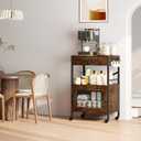 Homeiju Kitchen Island Cart, Kitchen Storage Cart with Drawer, Microwaves Stand, Coffee Cart, Rolling Kitchen Cabinet Cart with Hooks for Kitchen, Dining Room