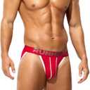Men's Bikini Briefs Stylish Sexy Athletic Supporters Comfortable and Supportive Men's Bikini Underwear (Red, XL)
