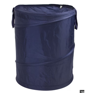 Pop-Up Laundry Hamper with Zipper Lid, 2-Load Capacity, Blue
