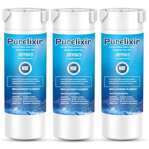 Purelixir 3 Pack XWF (Not XWFE, NO Chips) Compatible with GE XWF, GBE21, GDE21, GDE25, GFE24, Refrigerator Water Filter Replacement, NSF Certified, 6 Month / 300 Gallon