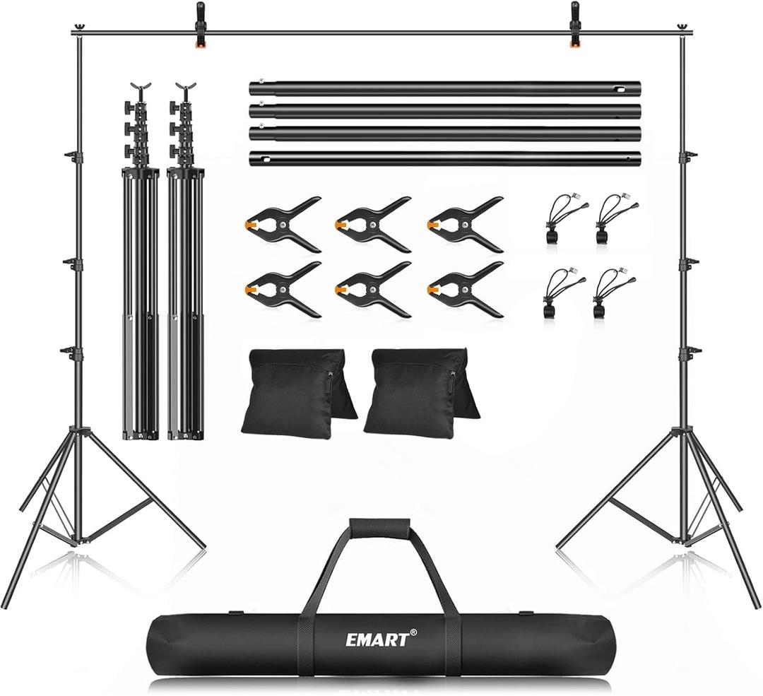 EMART Photo Backdrop Stand kit, 10 x 12 ft Back Drop Adjustable Frame for Photography, Photoshoot Banner Background Support Holder for Parties Dectoration (10x12ft)
