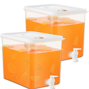 Domensi 2 Pack 2 Gallon Drink Dispenser for Fridge with Spigot Water Dispenser Leak Proof Lids Filter Screen Beverage Juice Container Sealed Plastic Lemonade Milk Cold Hot Drink Tea Jug for Party