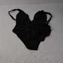 Lilosy Sexy Tie Criss Cross Plunge One Piece Thong Swimsuit High Cut Brazilian Bathing Suit (Large, Black)