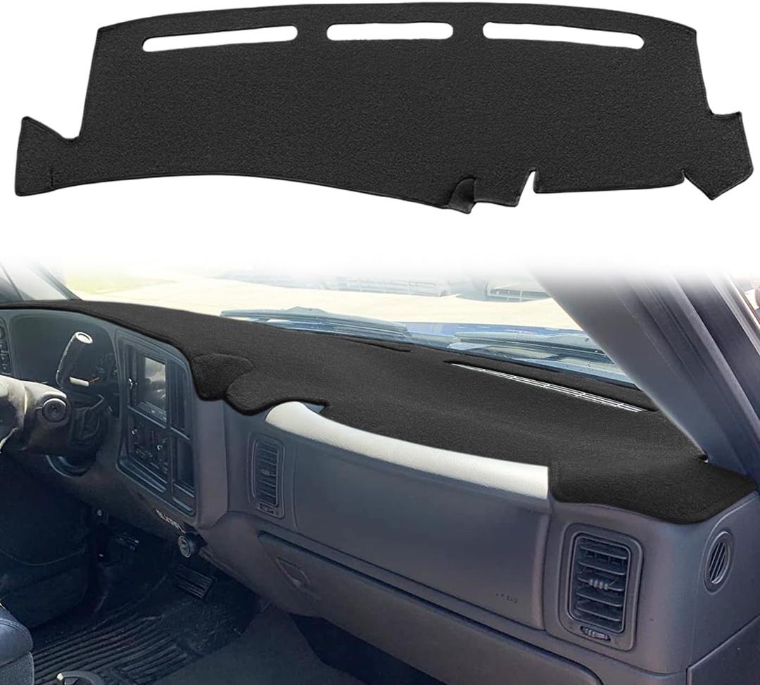 Yiz Dash Cover Mat Pad Custom Fit for 1999-2006 GMC Sierra/ Chevy Chevrolet Silverado, 2000-2006 GMC Yukon XL/ Chevy Suburban Tahoe Avalanche, Dashboard Cover Carpet (99-06 Black) Y55
