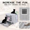 Tokenkuko Stainless Steel Foldable Enclosed Cat Box with Lid, Front Entry Top Exit Cat Box, Large Box with Cat Scoop, For Small to Large Cats (Gray)