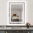 WTTY LED Bathroom Mirror with Backlit and Front Light,24"x32",Stepless Dimmable LED Mirror for Bathroom,Anti-Fog Lighted Bathroom Vanity Mirror Modern for Wall,Memory Function,Shatter-Proof