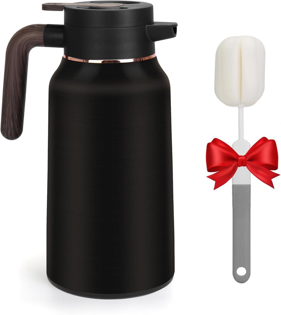 70oz Thermal Coffee Carafe,Insulated Thermos Pitcher,Stainless Steel Coffee Carafes For Keeping Hot/Cold Beverage Water Drink Tea Coffee Dispenser (Black)