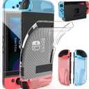 HEYSTOP Protective Case Cover for Nintendo Switch, Case Compatible with Nintendo Switch and JoyCon Controller with a Switch Tempered Glass Screen Protector