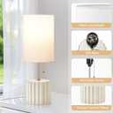 GyroVu Ceramic Small Table Lamp Set of 2, Adjustable Color Temperature Bedside Nightstand Lamps with Pull Chain for Bedroom Living Room Reading, 2 Bulbs (White)