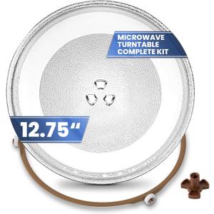 12.75" GE Microwave Glass Plate WB49X10129, GCST11N1WSS, Replacement LG Turntable Glass Plate 3390W1A027A, 3390W1A027A Kenmore 1B71961H, Whirlpool WP8172138 with Roller Ring + Coupler Kit Tray 12 3/4