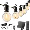 58FT Solar Powered G40 26 LED Bulbs String Lights With 3 Modes For Patio Garden Yard Outdoor