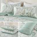 WONGS BEDDING Boho Quilt Set King,Sage Green Paisley Floral Pattern Bedspread Coverlet Set with 2 Pillowcases,Lightweight Microfiber Bohemian Quilt Bedding Set 104"90"
