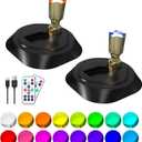 LEASTYLE LED Wireless Spotlights with Remote,RGBW Rechargeable Up Lights Indoor,16 Color Changing Battery Operated Light with Timer Dimmable Accent Light for Grow Parties,Black+Gold,2 Pack