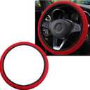 Elastic Steering Wheel Cover, 15"15" Comfy Breathable Stretch Steering Wheel Protector, Ice-Silk Cloth Polyester Steering Wheel Cover for Men Women, Car Accessories (Red)