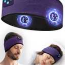 Bluetooth Headband - Sleep Headphones for Side Sleepers, Comfortable Headband with Thin Speaker, Microphone, Handsfree Gift (Dark Purple)