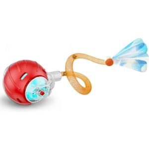 Interactive Cat Toys for Indoor Cats,The 3rd Generation Agile Moving Cat Ball with Elastic Mesh Tail,Automatic Kitten Toys for Bored Indoor Cats (Red)