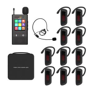 PANDAAR Tour Guide System, Wireless Tour Guide Headsets for Church/Museume/Tour Group, 2.4" Touch Screen, 656ft Range, 21 Slot Charging Base, 24H Battery(2 Transmitter & 20 Receivers)