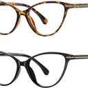 3 x Cat Eye Reading Glasses for Women Men Readers,Blue Light Blocking Spring Hinges Eyeglasses,Anti UV Ray/Glare/Eyestrain (Mix1)