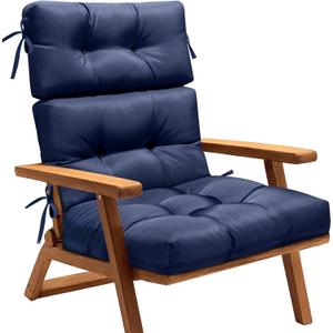MAGIC ELEPHANT High Back Chair Cushion, Indoor Outdoor Memory Foam Chair Cushion with Ties for Adirondack and Rocking Chair, Waterproof Replacement Patio Cushion for Chair (Blue)