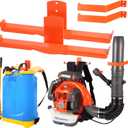 Backpack Blower Rack with Hose Holder - Heavy Duty Backpack Sprayer Wall Mount with Dual-Sided Hooks, Space-Saving Backpack Hanger for Weed Eater, Hedge Trimmer and Chain Saw, 330lbs Load Capacity